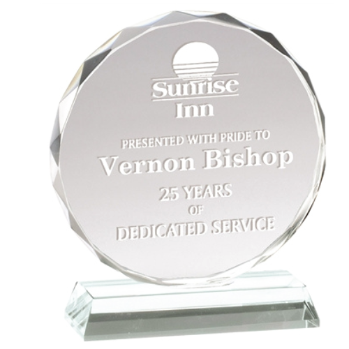 Round Scallop Edge Crystal Trophy