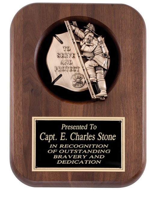 Walnut Firefighter Plaque | Custom Engraved