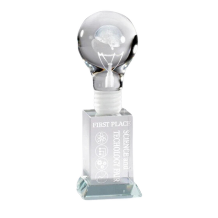 Brain Power Lightbulb Premium Crystal Trophy