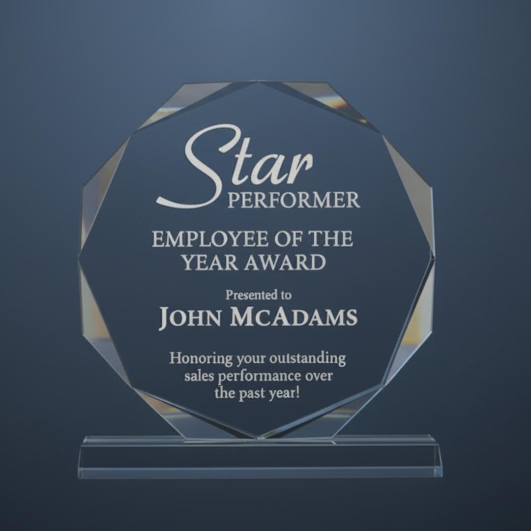 Executive Octagon Clear Acrylic Trophy 2 Sizes