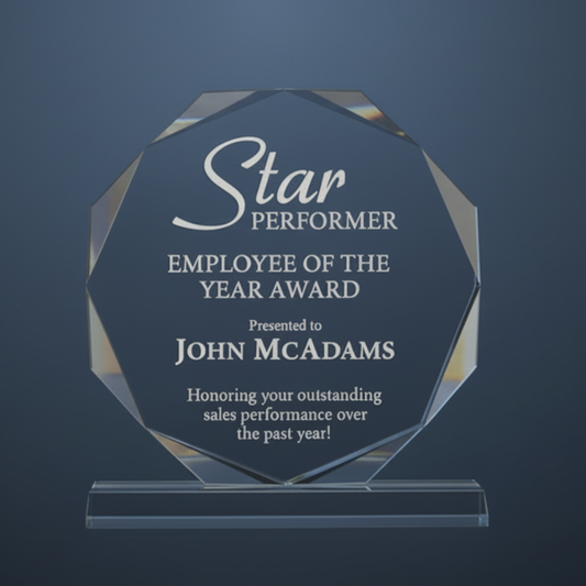 Executive Octagon Clear Acrylic Trophy 2 Sizes