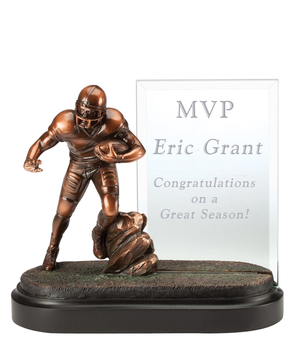 Premium Bronze with Glass Football Trophy | Custom Engraved