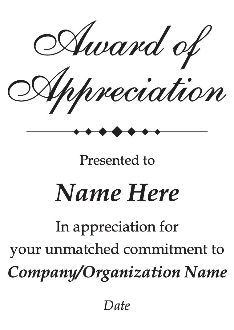 Award of Appreciation