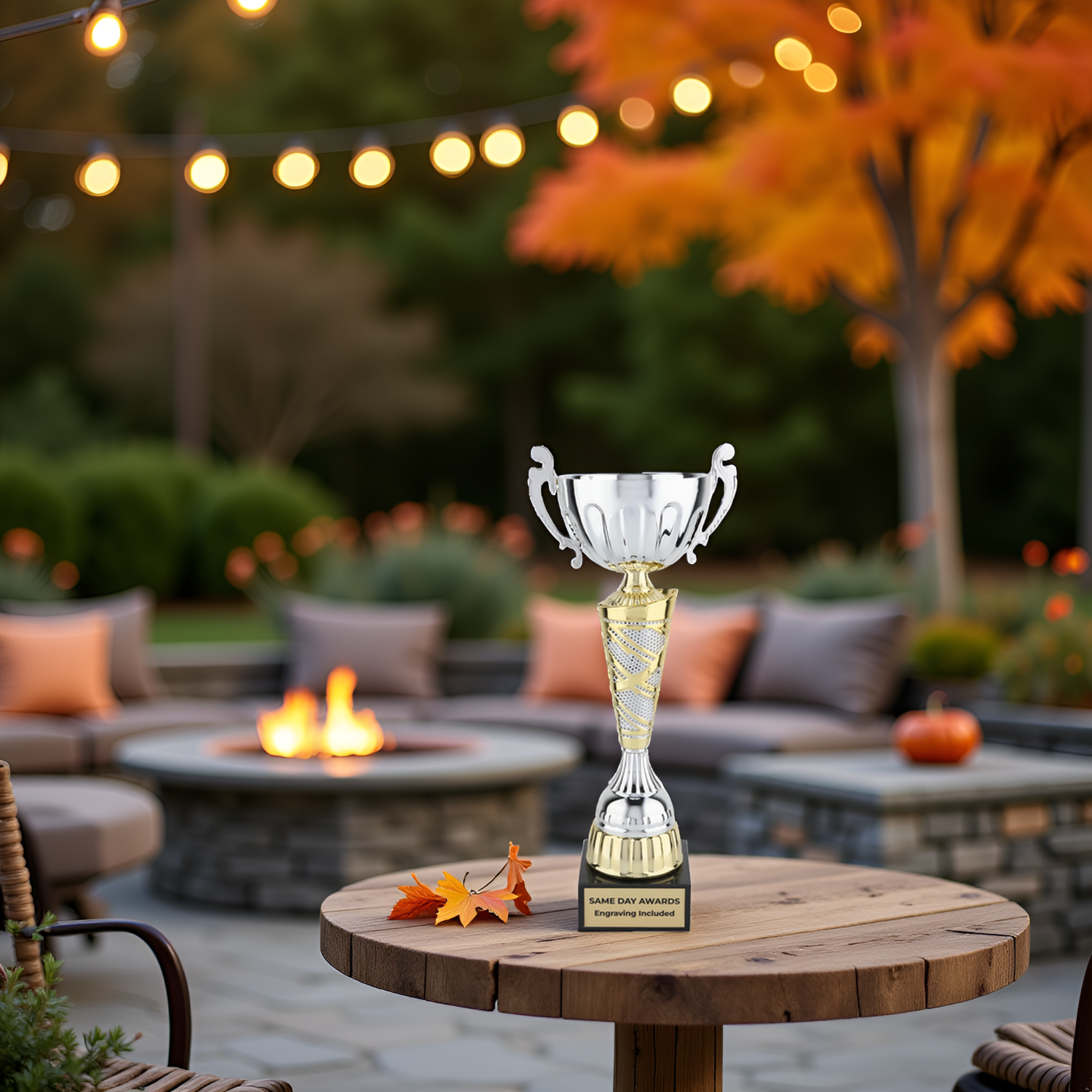 A trophy from Same Day Awards  sitting on a table