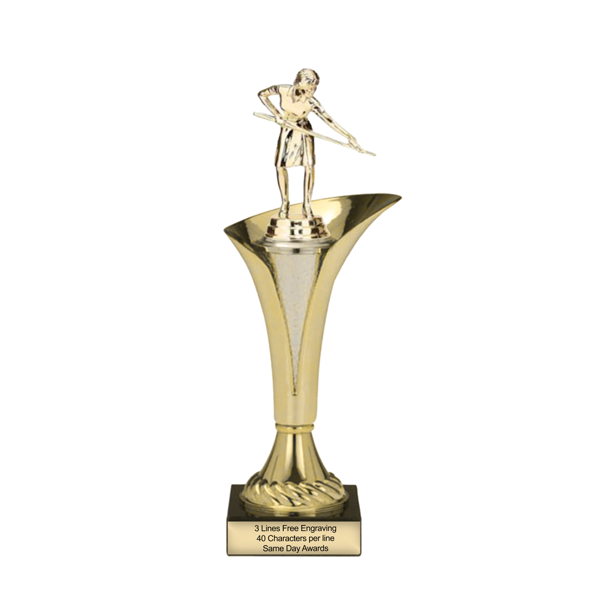 Typhoon Female Billiards Trophy  | Custom Engraved